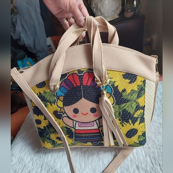Frida Khalo Hand-woven Overlay Satchel Bag - Picture 1 of 9